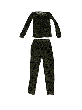PJ Place Khaki Velvet Pyjama Set Kids Boys Size 10 Long Sleeve Shirt And Pants